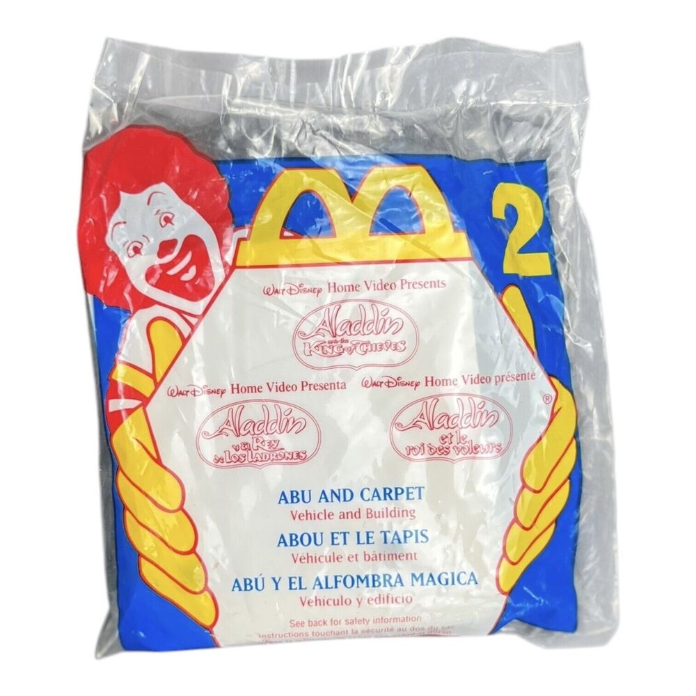 New Disney 1996 Aladdin McDonald's Happy Meal Abu and Flying Carpet Toy
